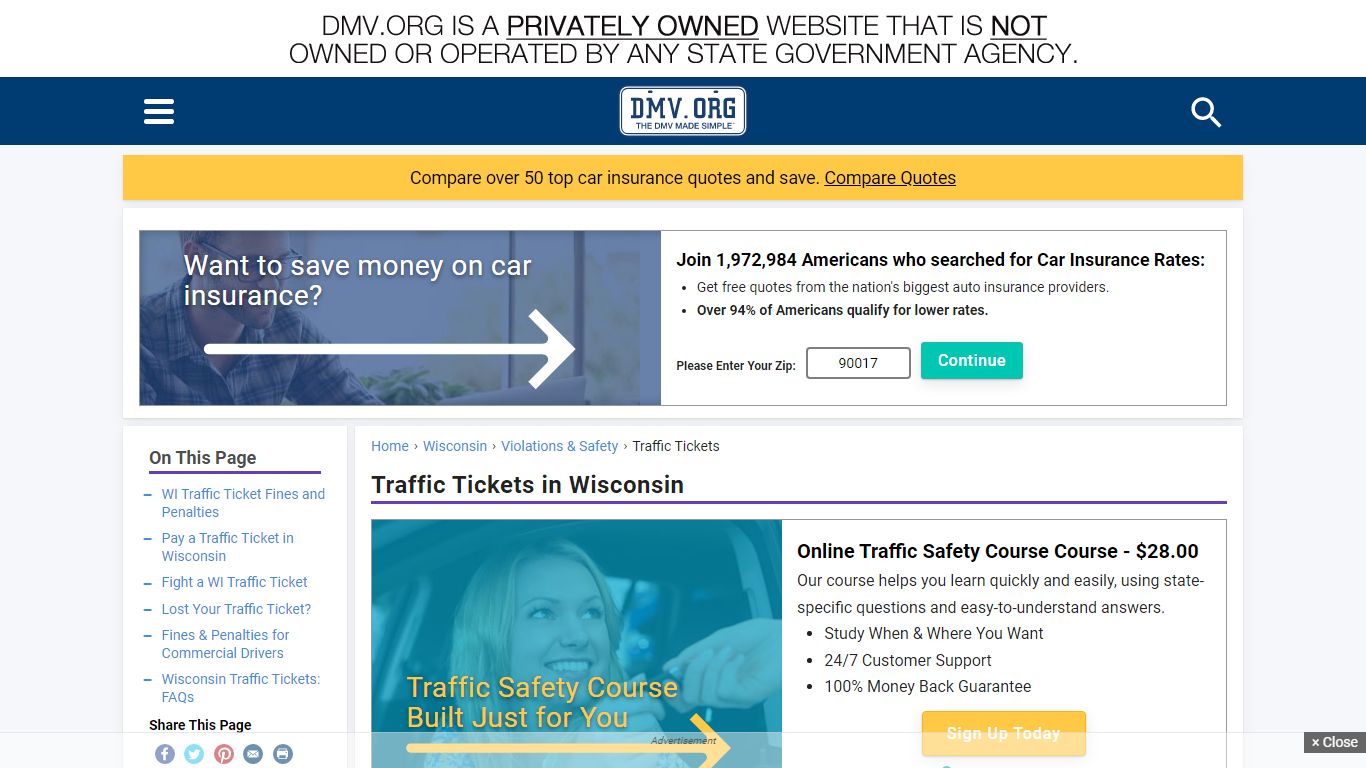 Wisconsin Traffic Tickets & Violations | DMV.ORG